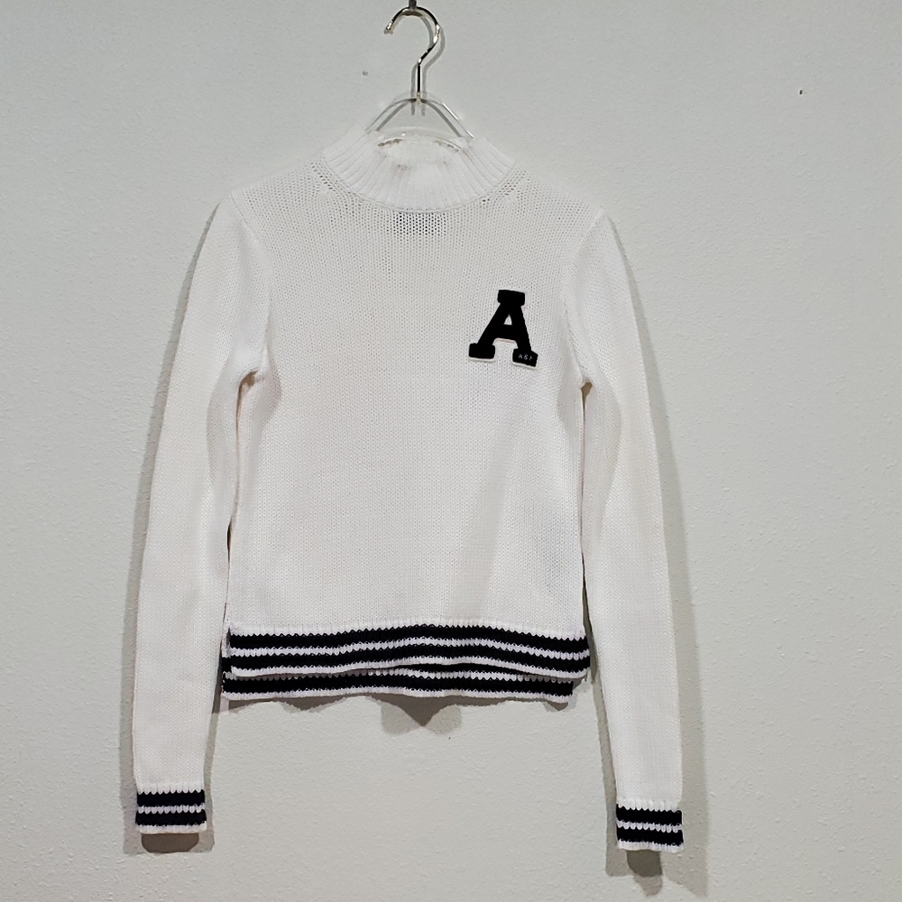 Abercrombie & Fitch White Sweater Monogram A Size XXS